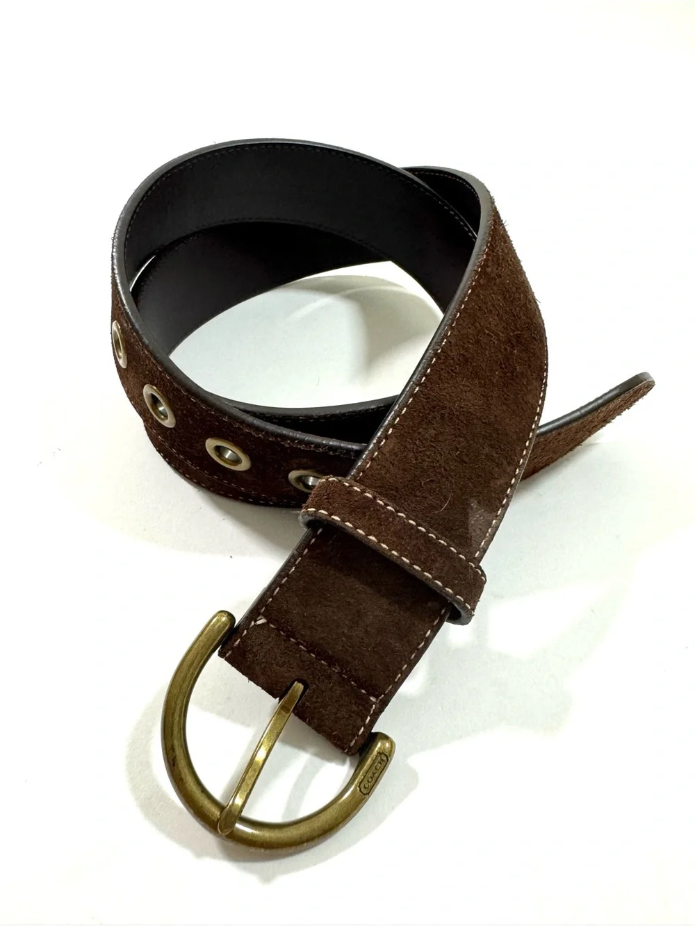 Coach 3979 Vintage Y2K Grommet Belt Suede Brown